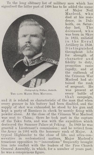 Der verstorbene Major Neil Macleod von English Photographer
