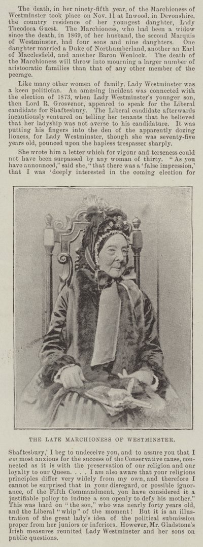 Die verstorbene Marchioness von Westminster von English Photographer