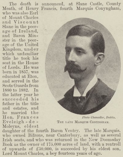 Der verstorbene Marquis Conyngham von English Photographer