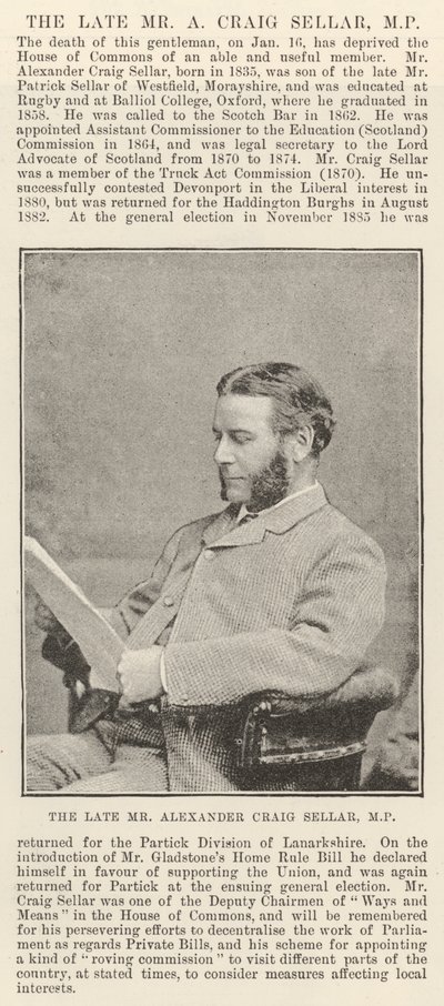 Der verstorbene Mr Alexander Craig Seller, Abgeordneter von English Photographer
