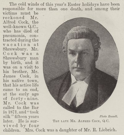 Der verstorbene Herr Alfred Cock, QC von English Photographer