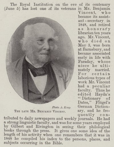 Der verstorbene Herr Benjamin Vincent von English Photographer