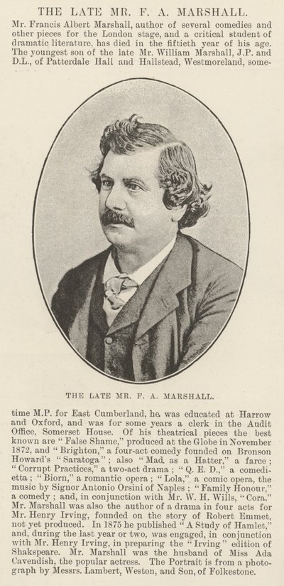 Der verstorbene Mr F A Marshall von English Photographer