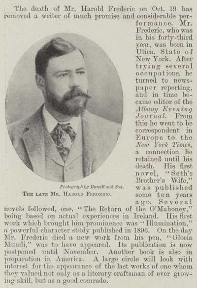 Der verstorbene Mr. Harold Frederic von English Photographer