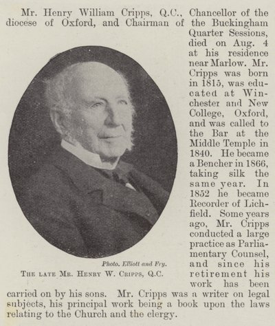 Der verstorbene Mr. Henry W. Cripps, QC von English Photographer