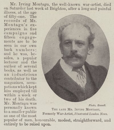 Der verstorbene Herr Irving Montagu, ehemaliger Kriegszeichner, Illustrated London News von English Photographer