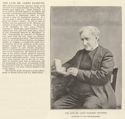 Der verstorbene Herr James Nasmyth, Ingenieur, Erfinder des Dampf-Hammers von English Photographer