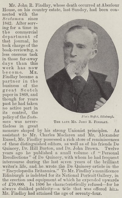 Der verstorbene Mr. John R. Findlay von English Photographer