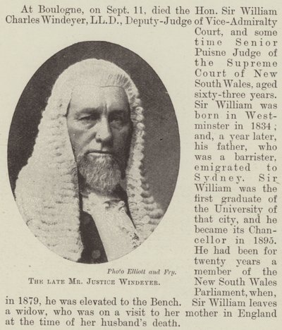 Der verstorbene Mr. Justice Windeyer von English Photographer