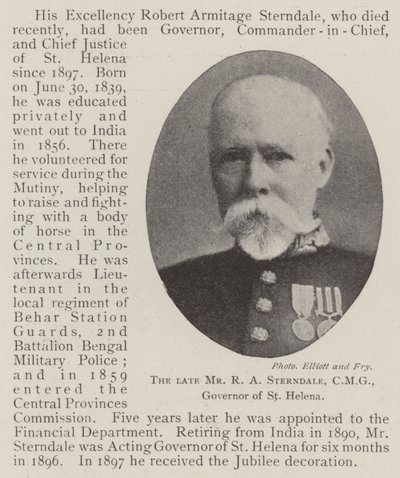 Der verstorbene Herr R. A. Sterndale, CMG, Gouverneur von St. Helena von English Photographer