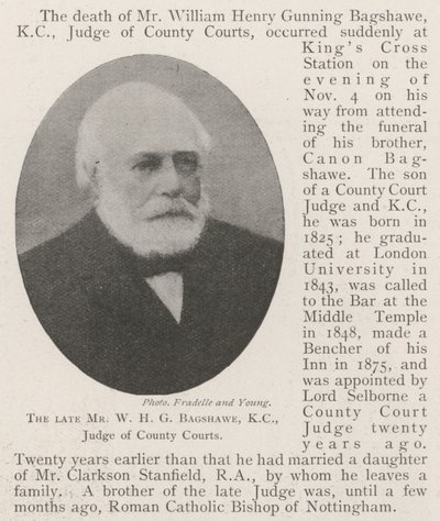 Der verstorbene Mr. W. H. G. Bagshawe, KC, Richter der County Courts von English Photographer