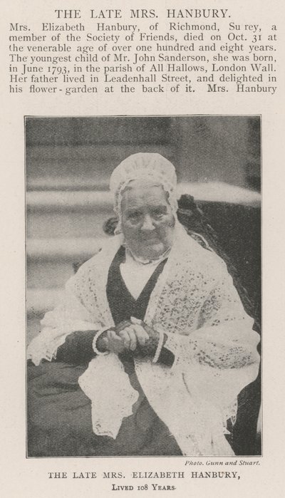 Die verstorbene Mrs. Elizabeth Hanbury, lebte 108 Jahre von English Photographer