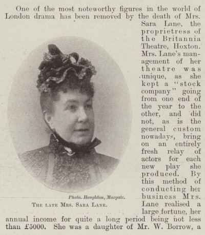 Die verstorbene Mrs. Sara Lane von English Photographer