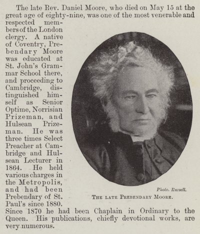 Der verstorbene Präbendarius Moore von English Photographer