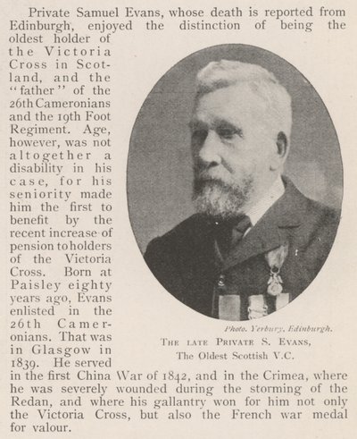 Der verstorbene Private S. Evans, der älteste schottische VC von English Photographer