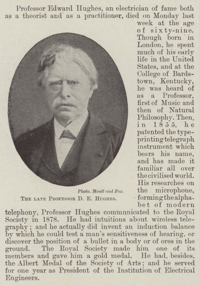 Der verstorbene Professor D E Hughes von English Photographer