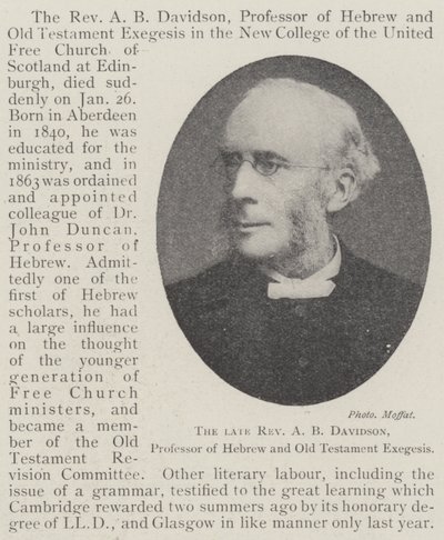 Der verstorbene Reverend A B Davidson, Professor für Hebräisch und Alttestamentliche Exegese von English Photographer