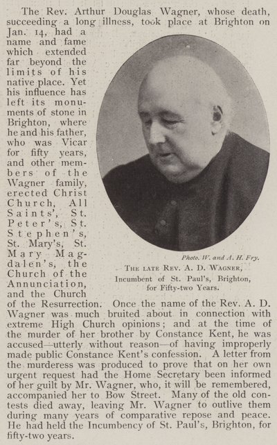 Der verstorbene Reverend A D Wagner, Pfarrer von St. Pauls, Brighton, für zweiundfünfzig Jahre von English Photographer