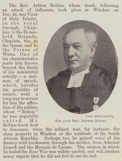 Der verstorbene Reverend Arthur Robins von English Photographer