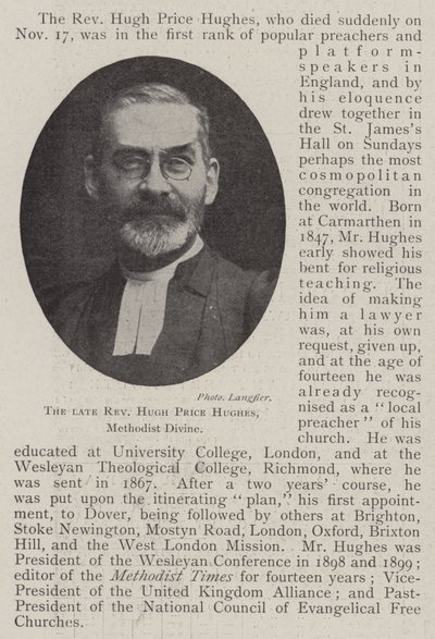 Der verstorbene Reverend Hugh Price Hughes, methodistischer Geistlicher von English Photographer