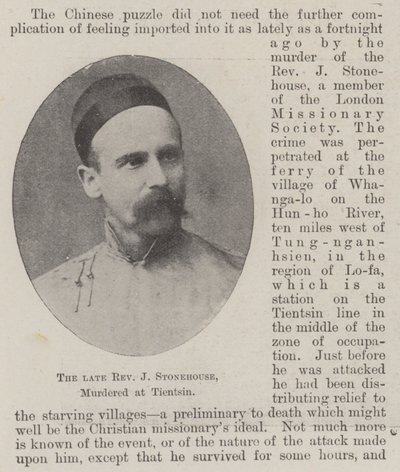 Der verstorbene Reverend J Stonehouse, ermordet in Tientsin von English Photographer