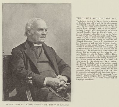 Der verstorbene Right Reverend Harvey Goodwin, DD, Bischof von Carlisle von English Photographer