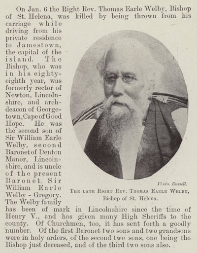 Der verstorbene Bischof Thomas Earle Welby, Bischof von St. Helena von English Photographer