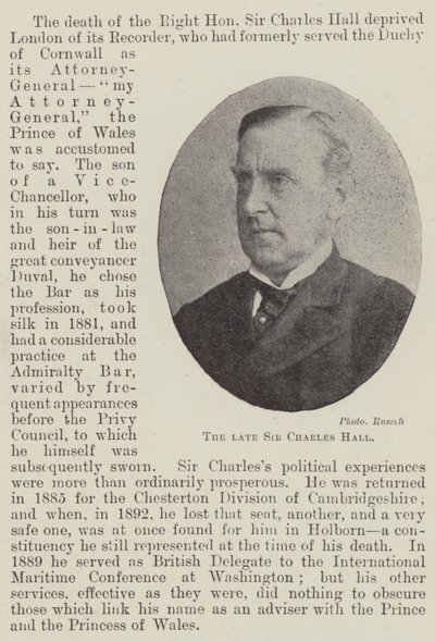 Der verstorbene Sir Charles Hall von English Photographer