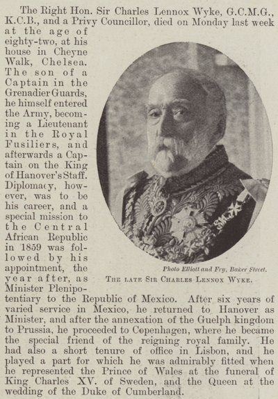 Der verstorbene Sir Charles Lennox Wyke von English Photographer