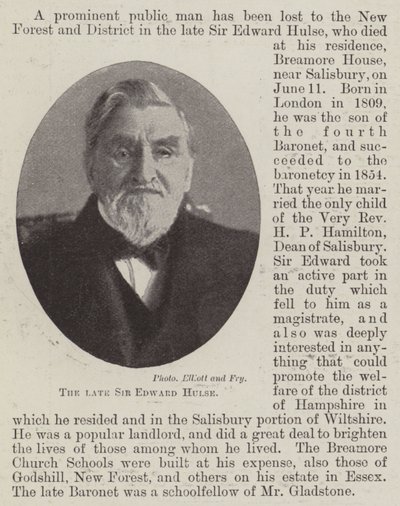 Der verstorbene Sir Edward Hulse von English Photographer