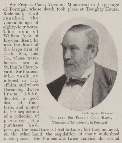 Der verstorbene Sir Francis Cook, Baronet, Viscount von Montserrat, in Portugal von English Photographer