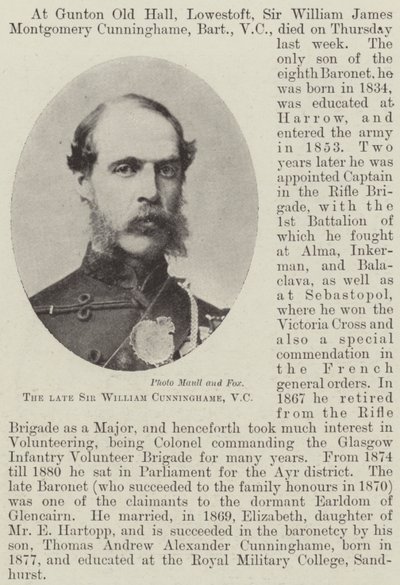 Der verstorbene Sir William Cunninghame, VC von English Photographer