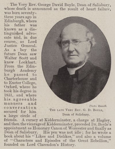 Der verstorbene sehr ehrwürdige G D Boyle, Dekan von Salisbury von English Photographer