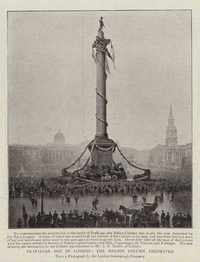 Trafalgar-Tag in London, die Nelson-Säule geschmückt von English Photographer