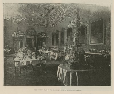 Hochzeitstorte im Frühstückszimmer des Buckingham Palace von English Photographer