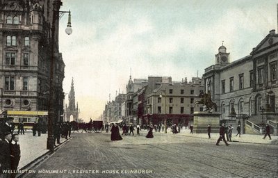 Wellington-Denkmal und Register House, Edinburgh von English Photographer