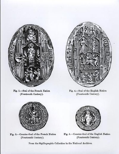 Siegel des 14. Jahrhunderts der französischen und englischen Nationen, Illustration aus 