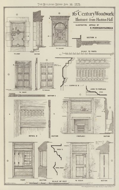 Holzarbeiten aus dem 16. Jahrhundert, illustriert von Haddon Hall von English School