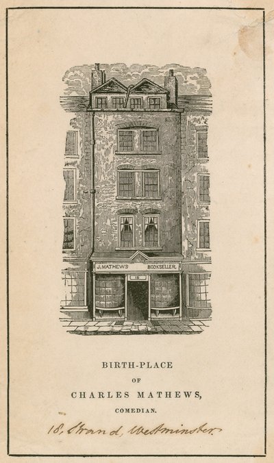 18 Strand, Westminster, London, Geburtsort von Charles Matthews, Komiker von English School