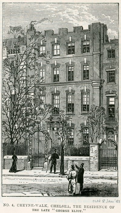 4 Cheyne Walk, Chelsea, die Residenz der verstorbenen George Eliot von English School