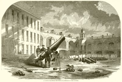 Ein 10-Zoll-Kolumbiade als Mörser auf Fort Sumter montiert von English School