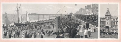 Ein Feiertagsszene am Brighton Beach von English School