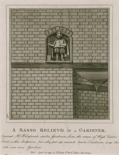 Ein Basso-Relief eines Gärtners von English School