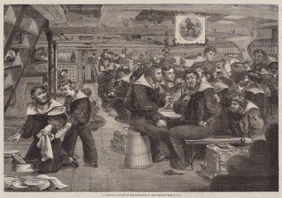 Ein Weihnachtsessen im Vorschiff des Kriegsschiffs Pembroke von English School