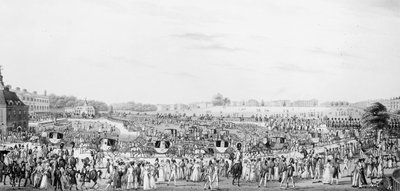 Eine korrekte Darstellung der Gesellschaft, die zu und von der Audienz bei Seiner Majestät im Buckingham Palace geht, veröffentlicht von G. Humphrey, 25. Mai 1822 von English School