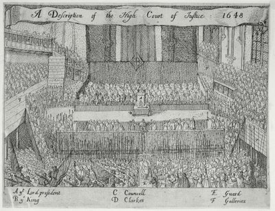 Eine Beschreibung des Hohen Gerichtshofs (Der Prozess gegen Karl I.), 17. Jahrhundert von English School