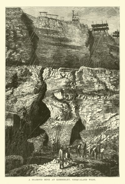 Eine Diamantenmine in Kimberley, Griqualand West von English School