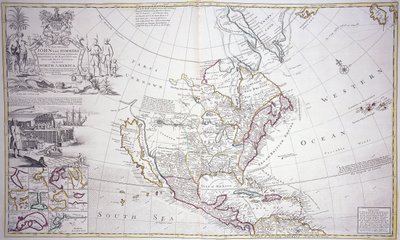 Eine doppelseitige Karte von Nordamerika, ca. 1708-20 von English School