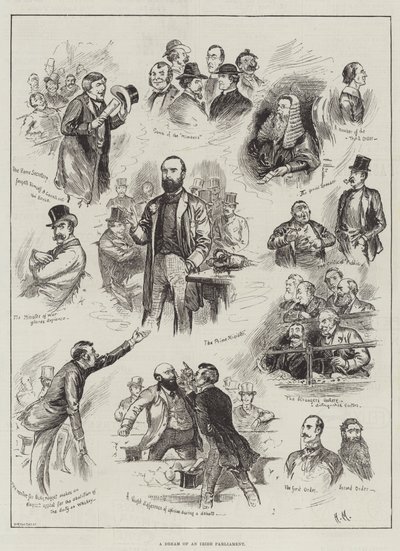 Ein Traum von einem irischen Parlament (Gravur) von English School