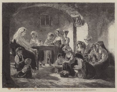 Eine Mädchenschule in den Abruzzen (Gravur) von English School